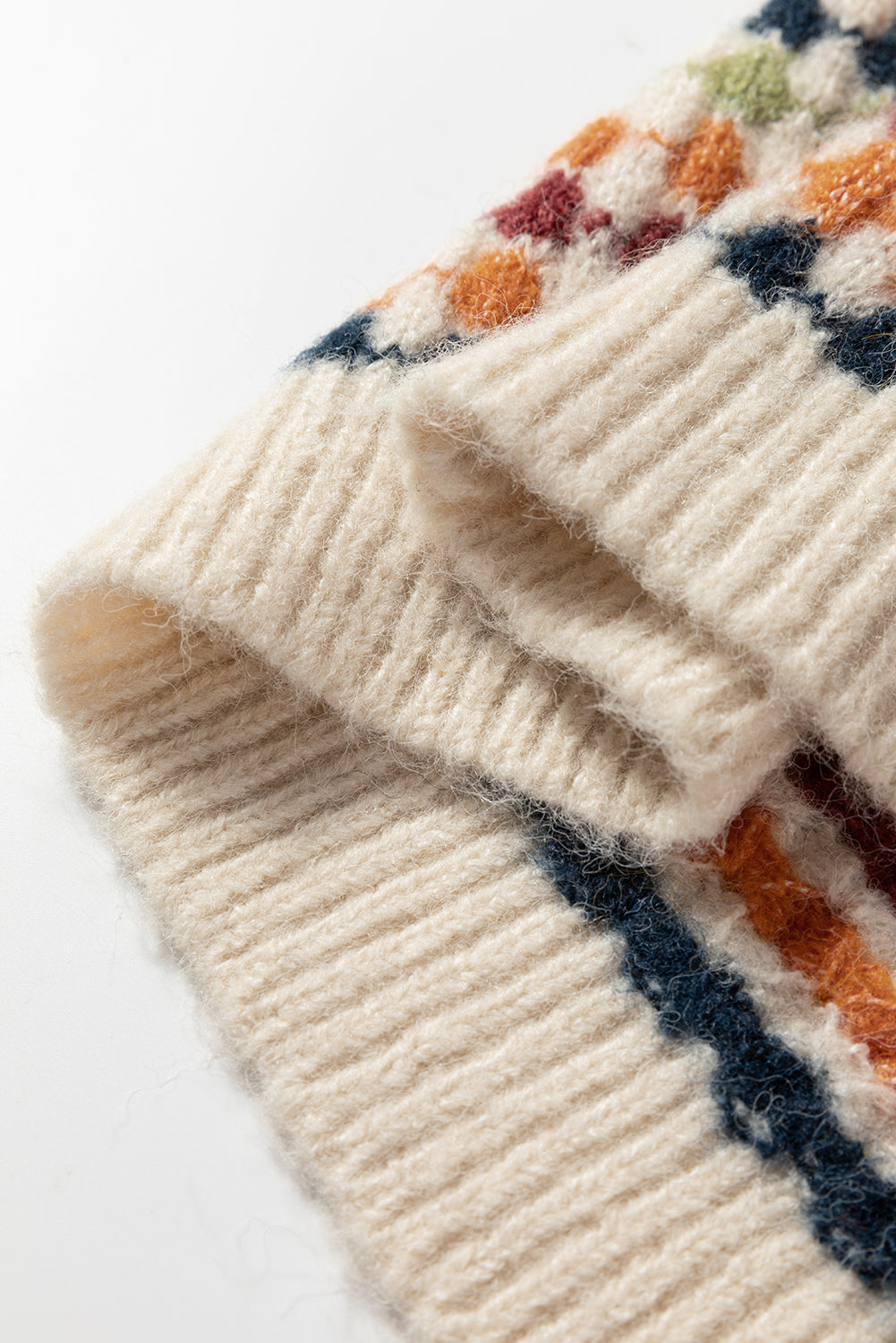 Multicolour Dotty Pattern Knit Button Front V Neck Sweater Cardigan