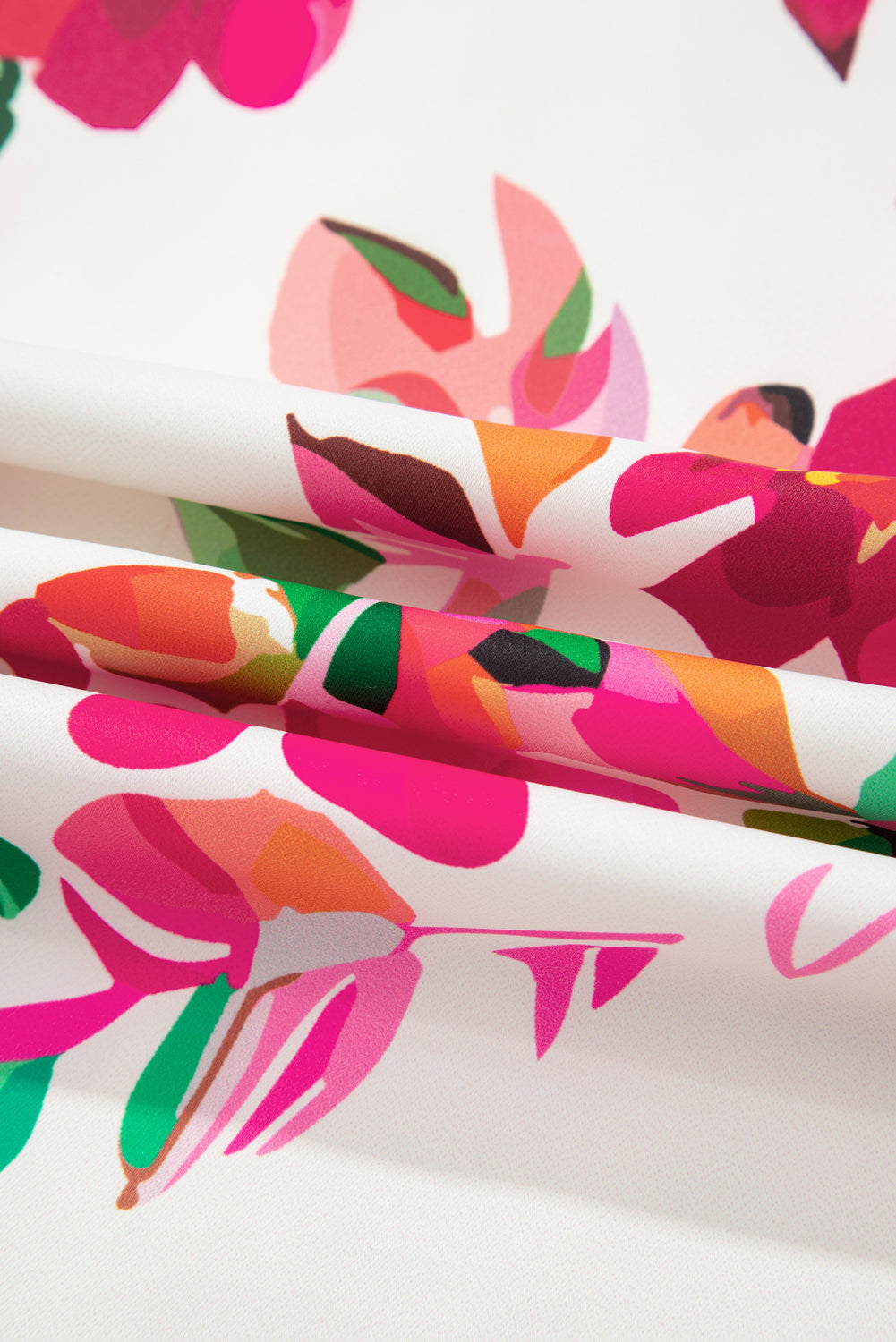 Pink Floral Print V Neck Ruffle Sleeve Plus Size Midi Dress