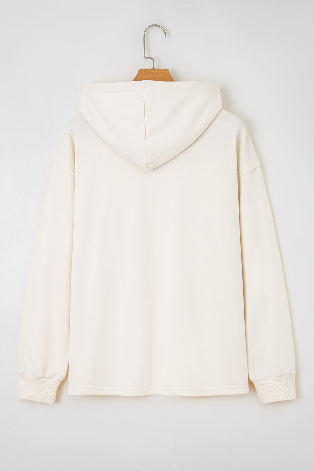White Solid Color Cute Bow Detail Loose Hoodie