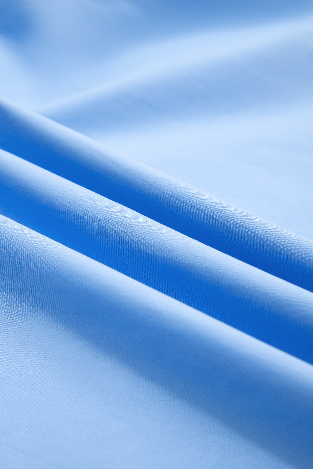 Sky Blue Contrast Striped V Neck Collision Short Puff Sleeve Blouse