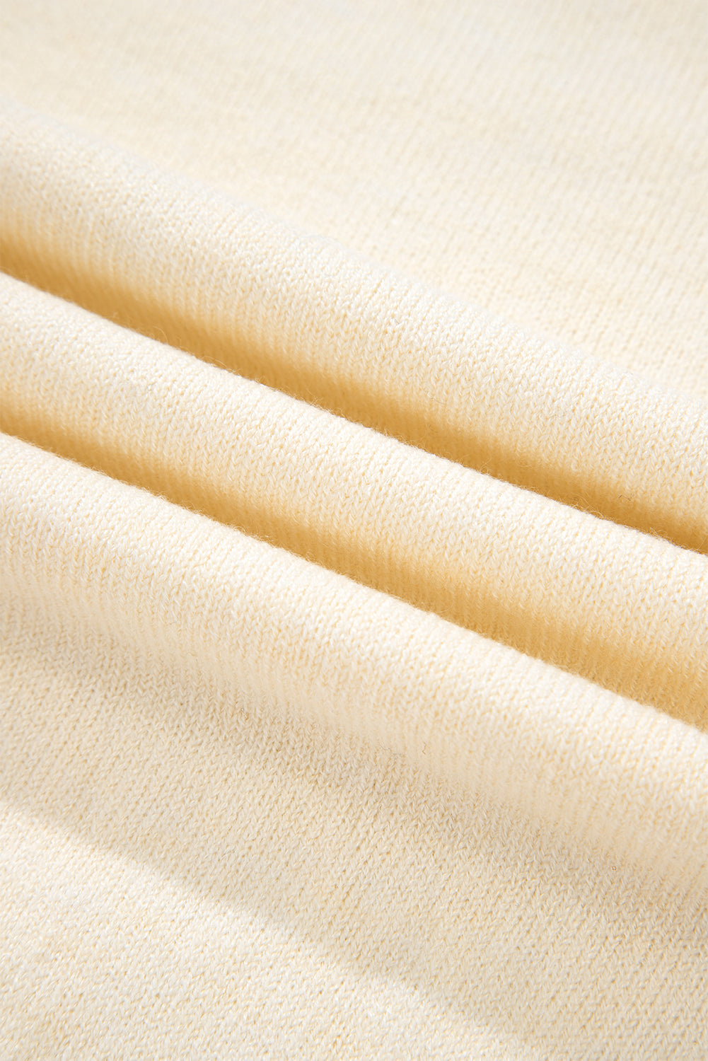 White Buttoned Bishop Sleeve Crew Neck Sweater