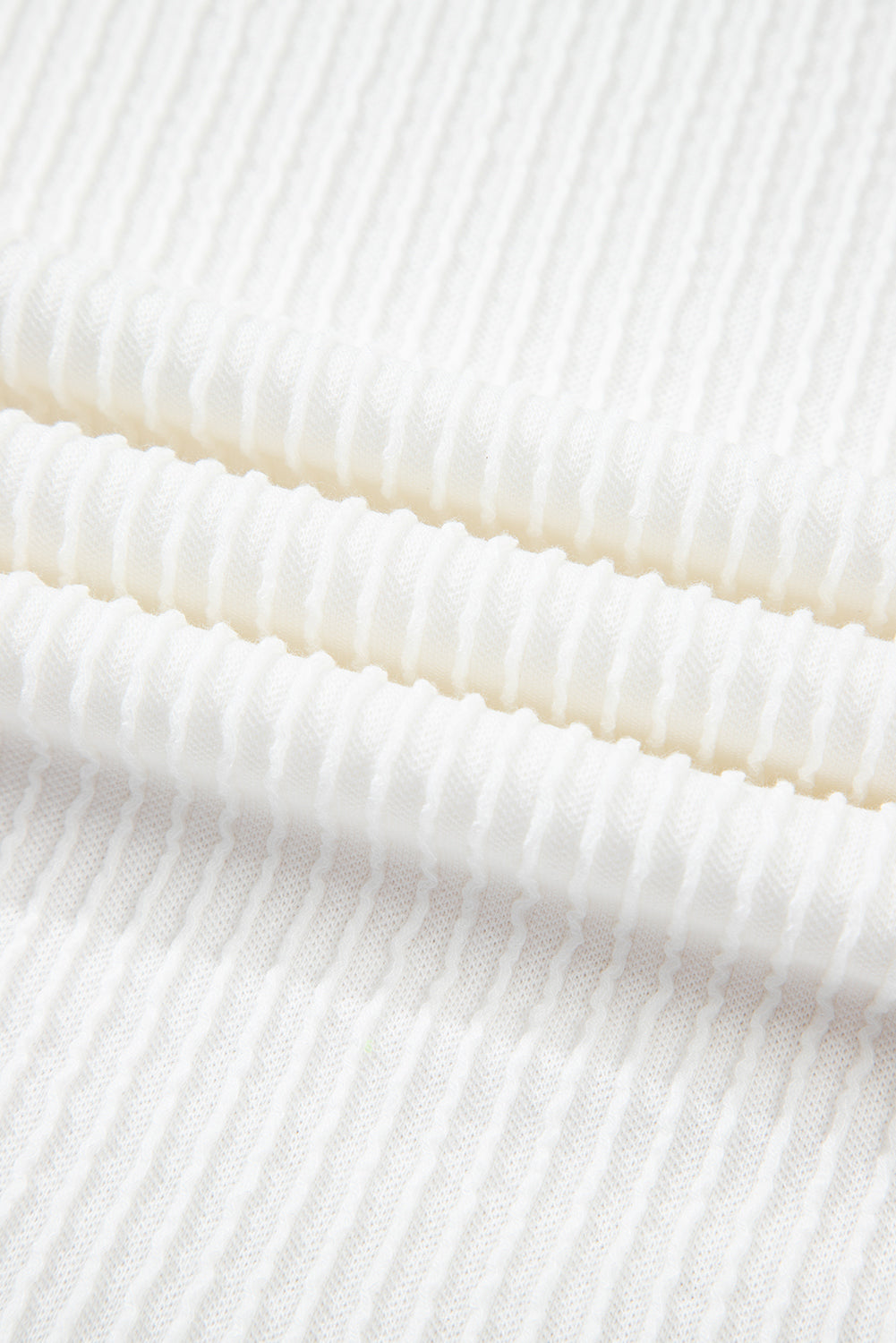 White Color Block Corded Knit Crew Neck Tee