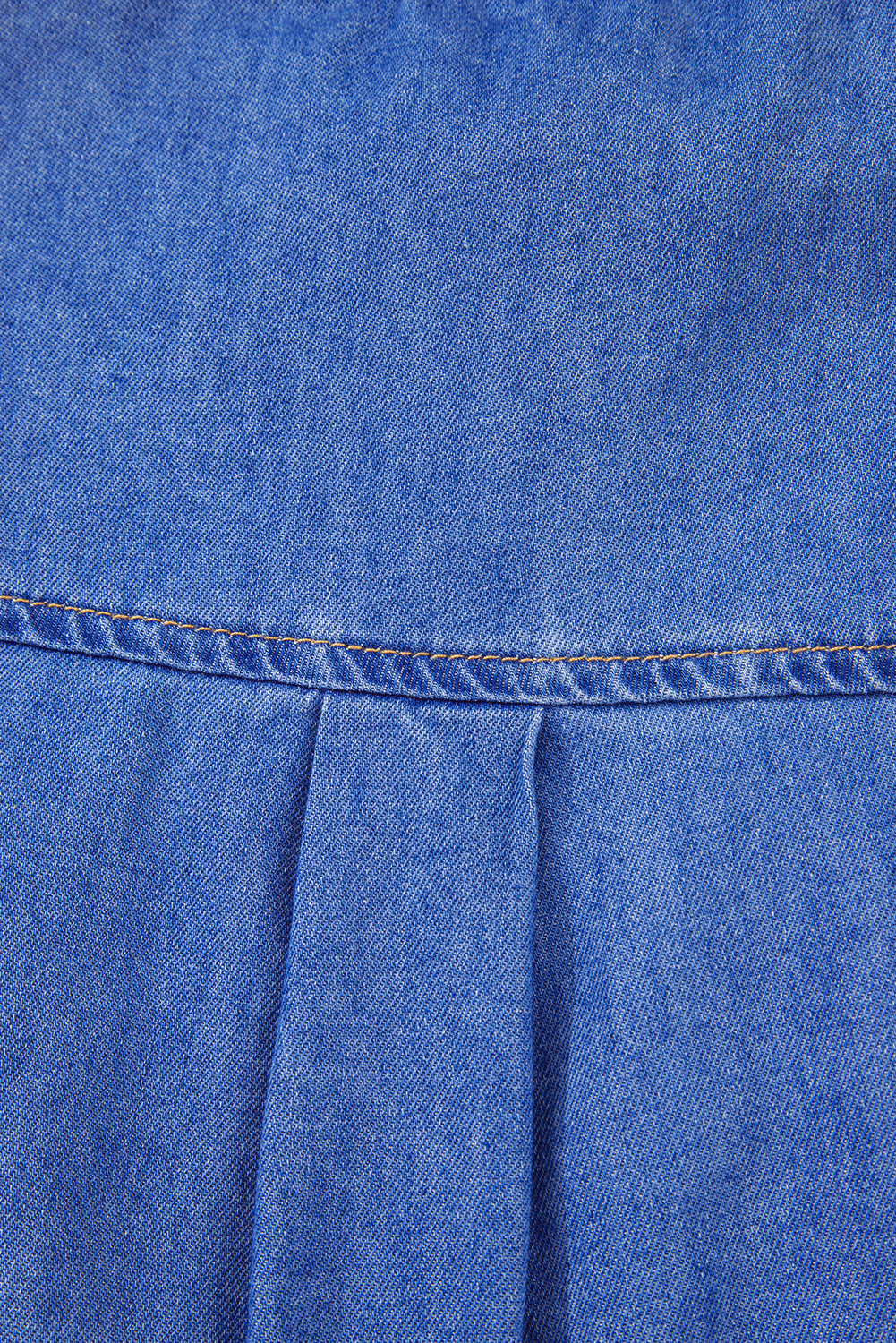 Sky Blue Mineral Wash Cap Sleeve Frilled Button Up Denim Shirt