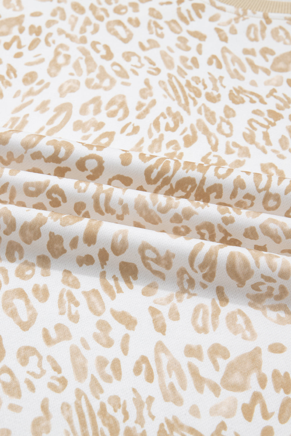 Khaki Plus Size Ruffled Arm Leopard Sweatshirt