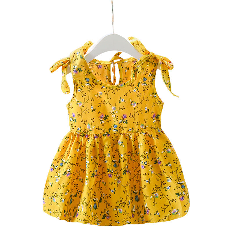 Girl's Dresses Spaghetti Strap Sleeveless Floral Dress Skirts