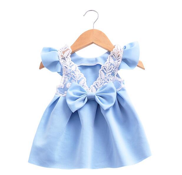 Baby Dresses with Bowknot Front Pleated skirt sleeveless Baby Girls Dress