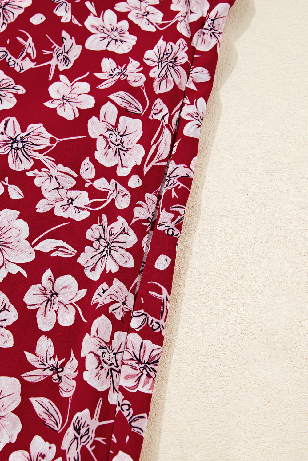 Purple Plus Floral Balloon Sleeve V Neck Relaxed Dress