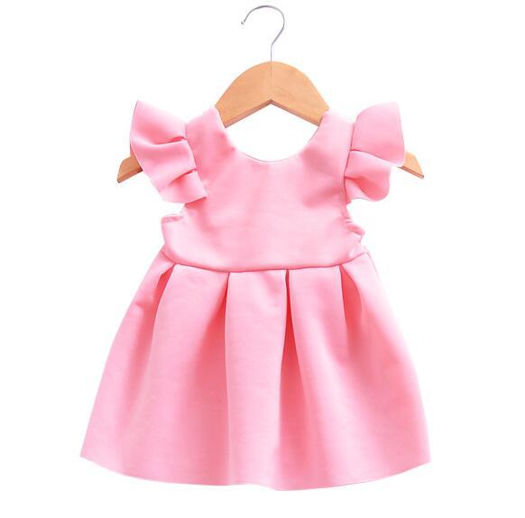 Baby Dresses with Bowknot Front Pleated skirt sleeveless Baby Girls Dress