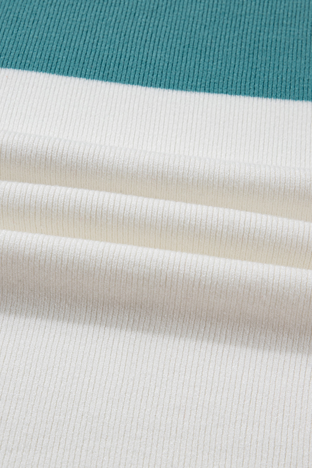 Green Color Block Plain Ribbed Knit Baggy Sweater