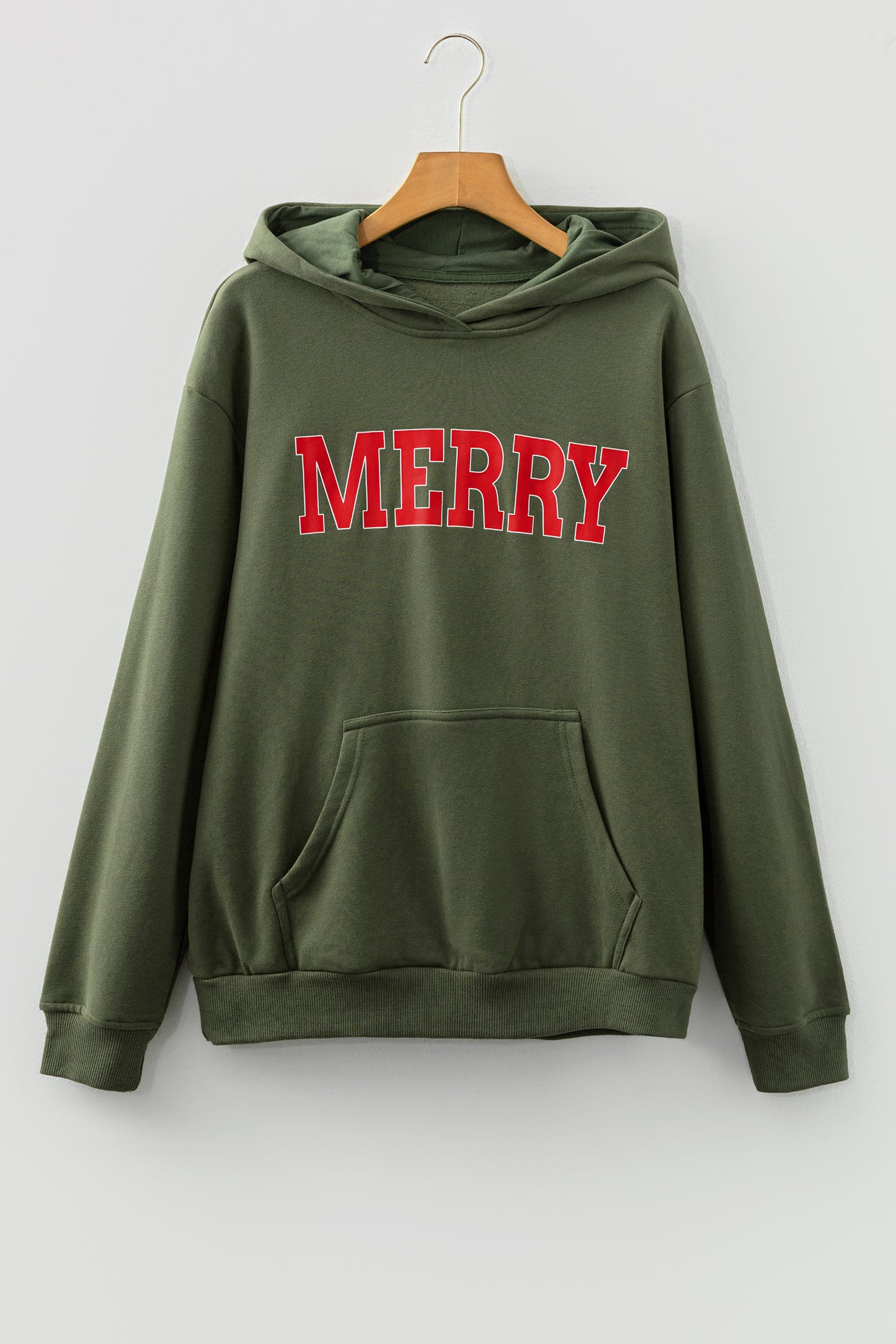 Green Loose Kangaroo Pocket Hoodie