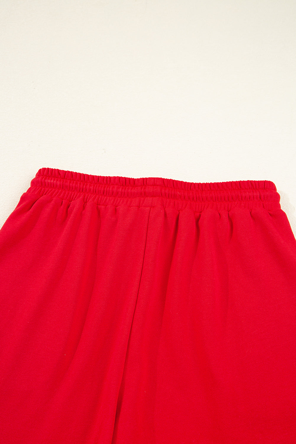 Fiery Red Varsity Striped Sleeve Drop Shoulder Sweatshirt and Short Set