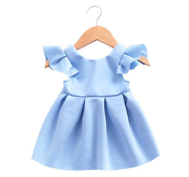 Baby Dresses with Bowknot Front Pleated skirt sleeveless Baby Girls Dress