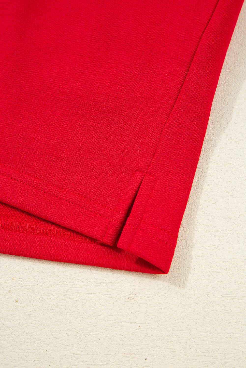 Fiery Red Varsity Striped Sleeve Drop Shoulder Sweatshirt and Short Set