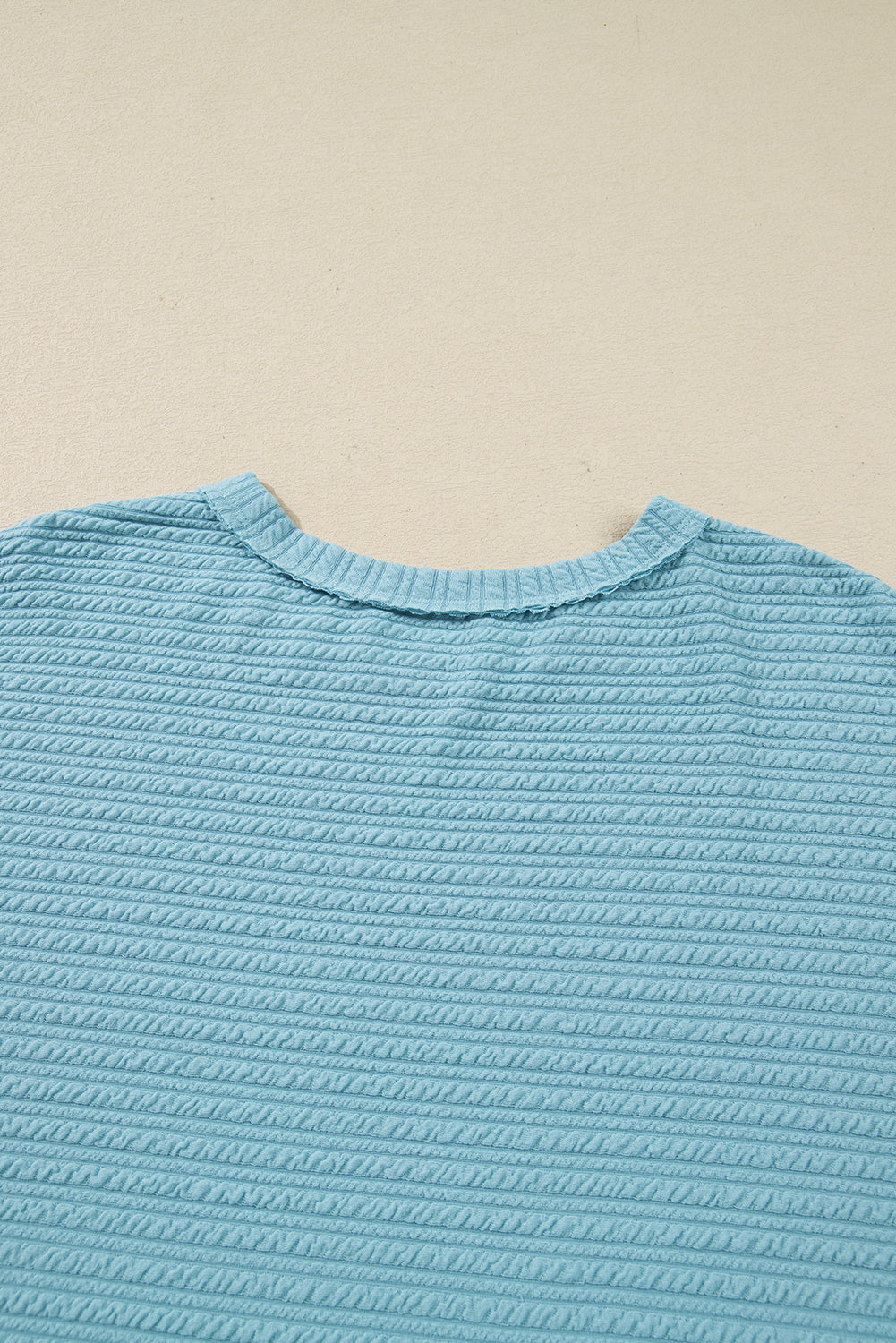 Light Blue Textured Drop Shoulder Plus Size Knit Top