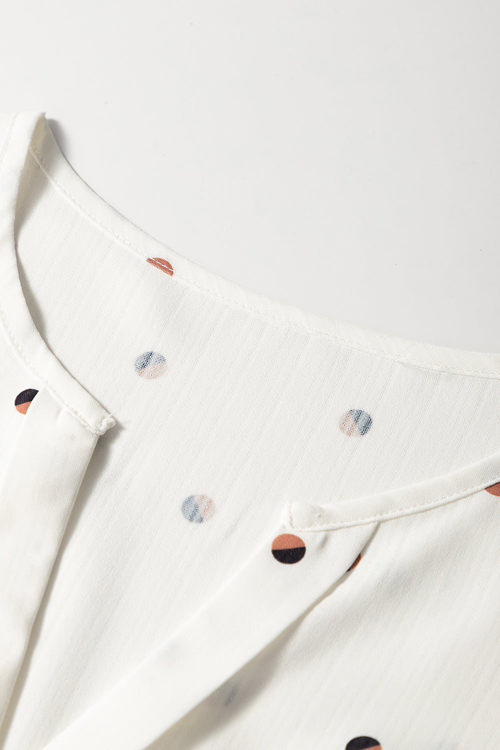 White Polka Dot Print Ruffled Shoulder V Neck Tank Top