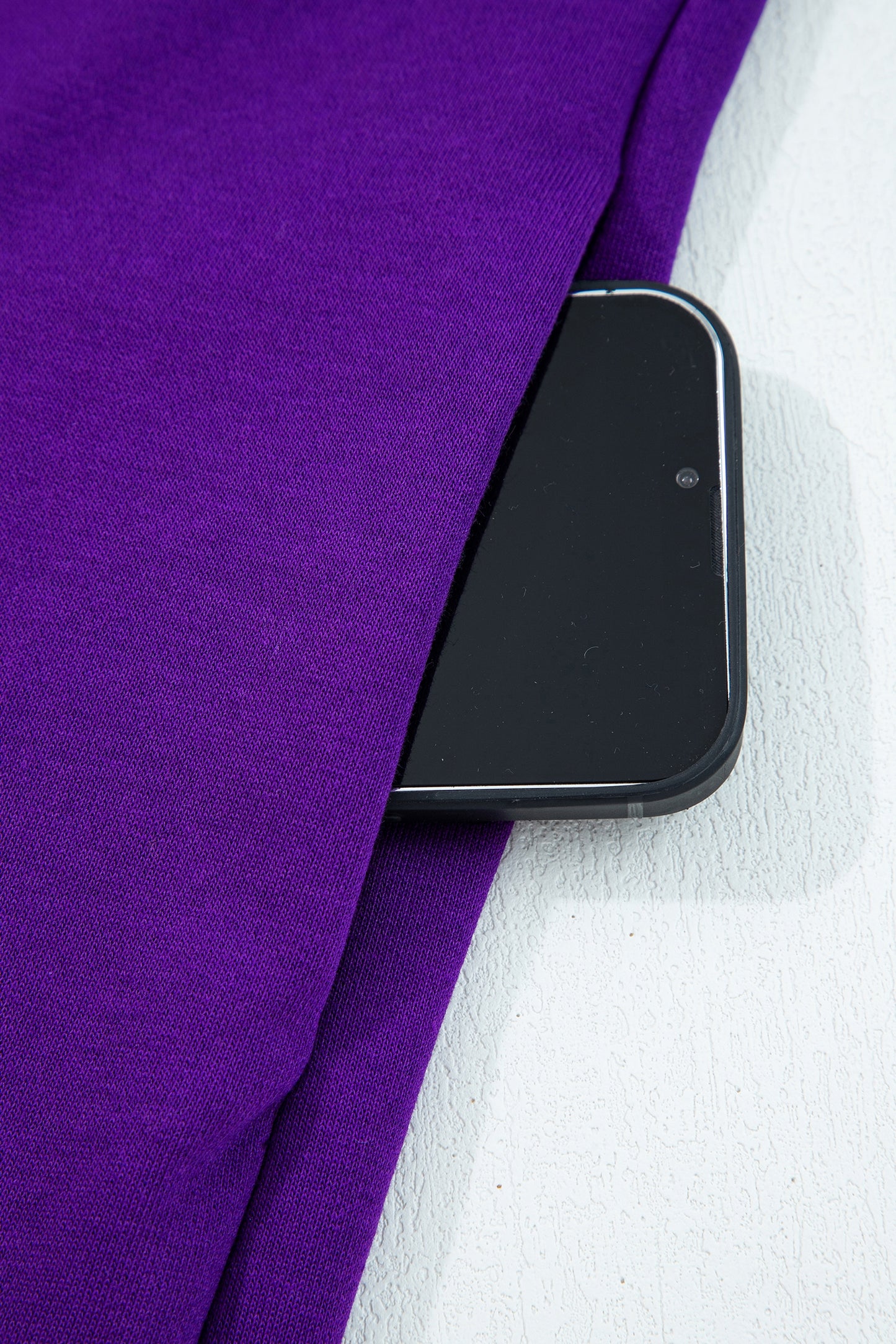 Tillandsia Purple Varsity Contrast Banded Sleeve Shift Sweatshirt Dress