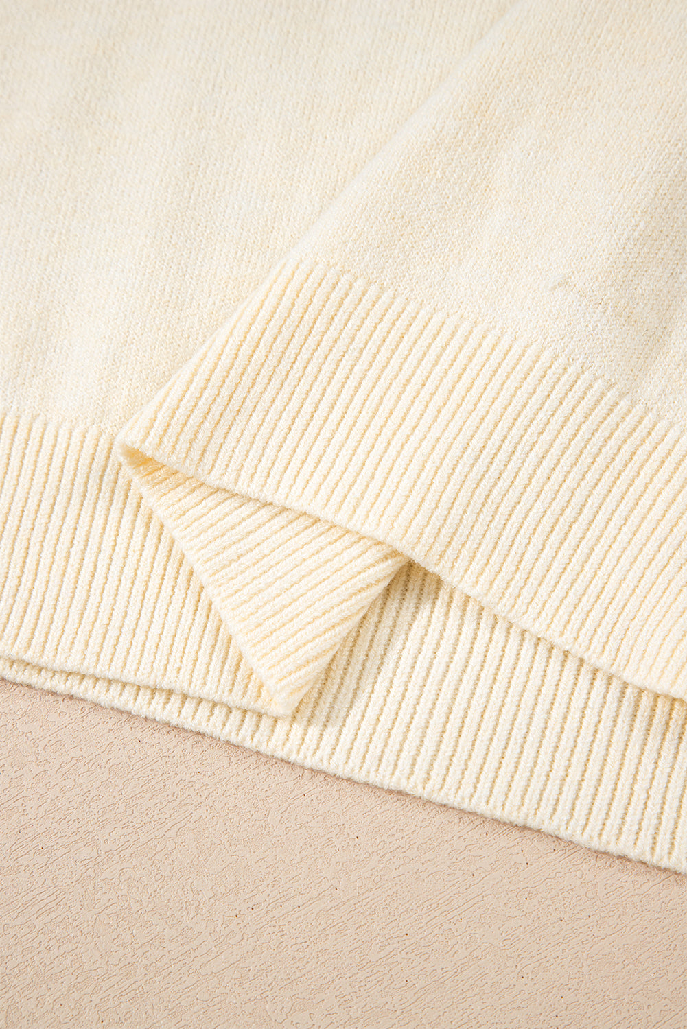 White Buttoned Bishop Sleeve Crew Neck Sweater