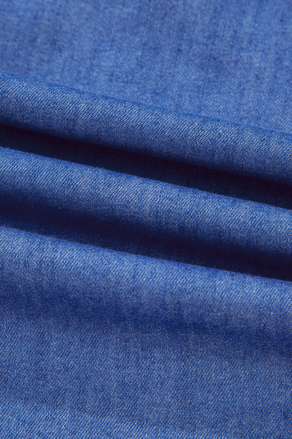 Sky Blue Mineral Wash Cap Sleeve Frilled Button Up Denim Shirt