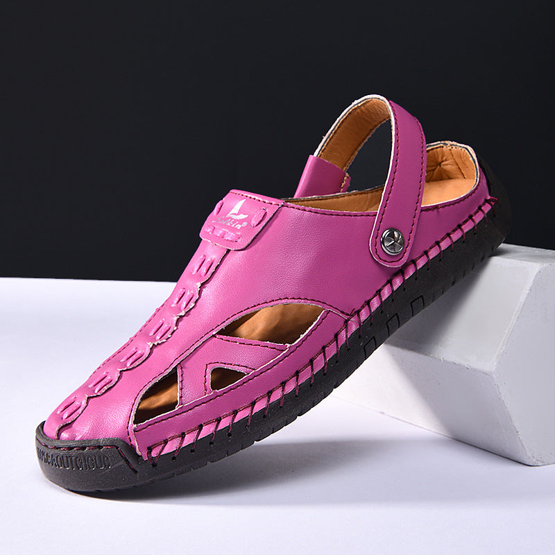 Couple Bright Sandals Closed Toe Hollow Hole Shoes