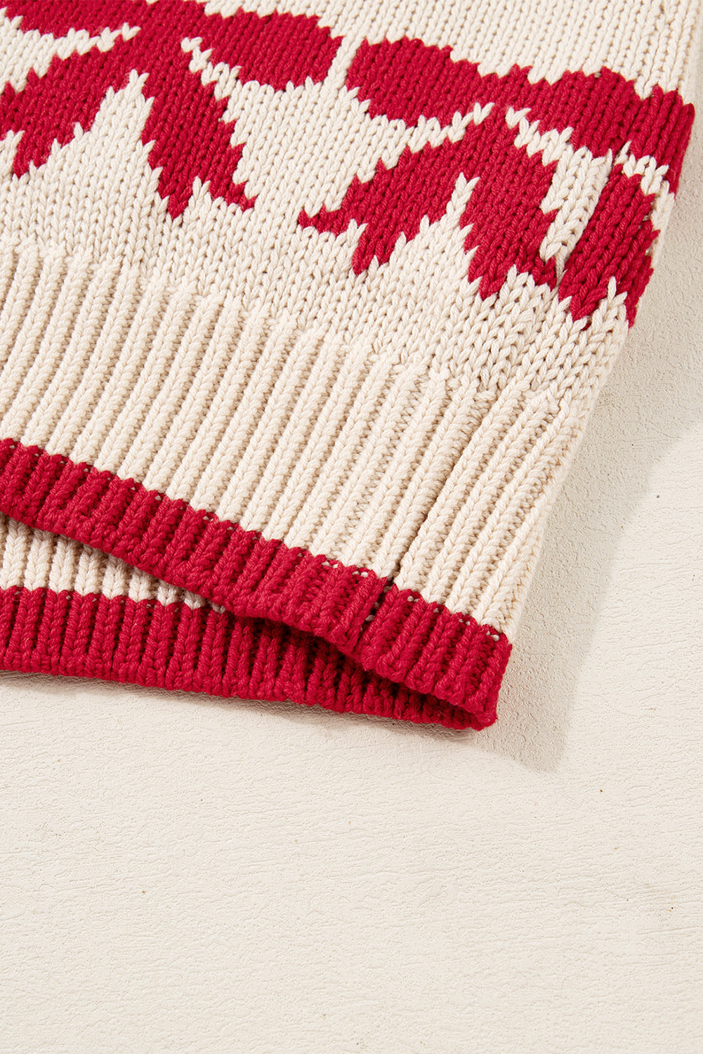 Apricot Bow Pattern Textured Open Front Baggy Cardigan