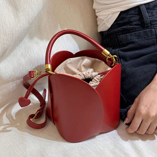 Popular Red Bridal Petal Portable Bucket Bag